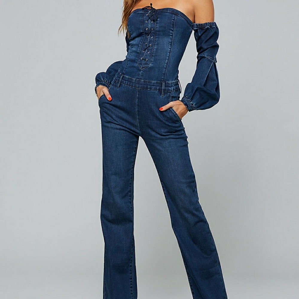 Bebe denim jumpsuit - Picture 3 of 4
